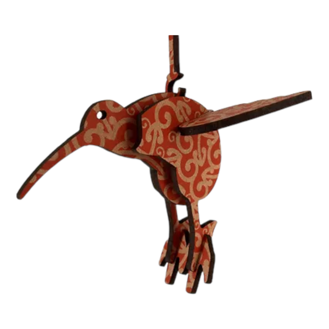Wooden Hanging Ornament - Flying Kiwi