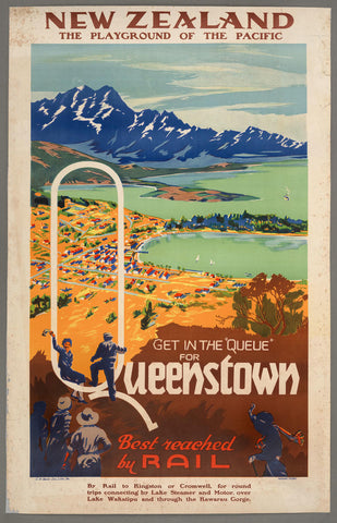 Queenstown: Get in the Queue Vintage A4 Print